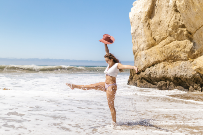 A girl enjoying on beaches