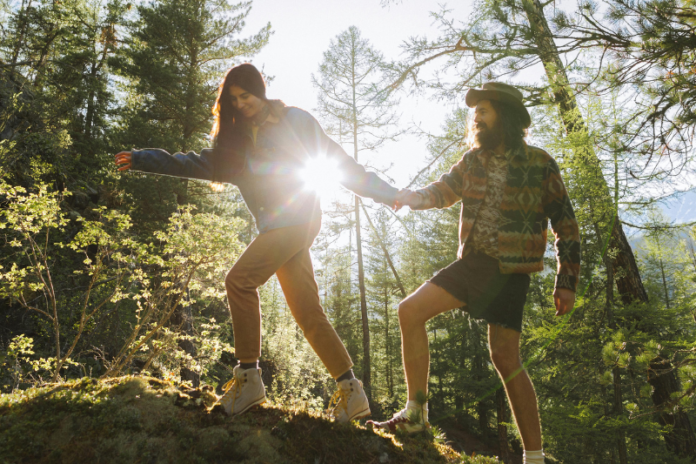 A couple hiking in south america