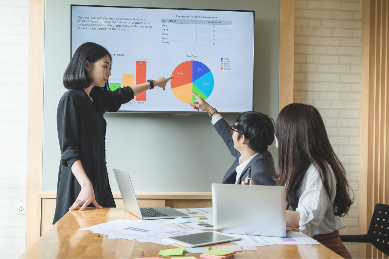 3 People discussing marketing