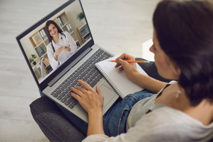 A lady taking online doctor consultation