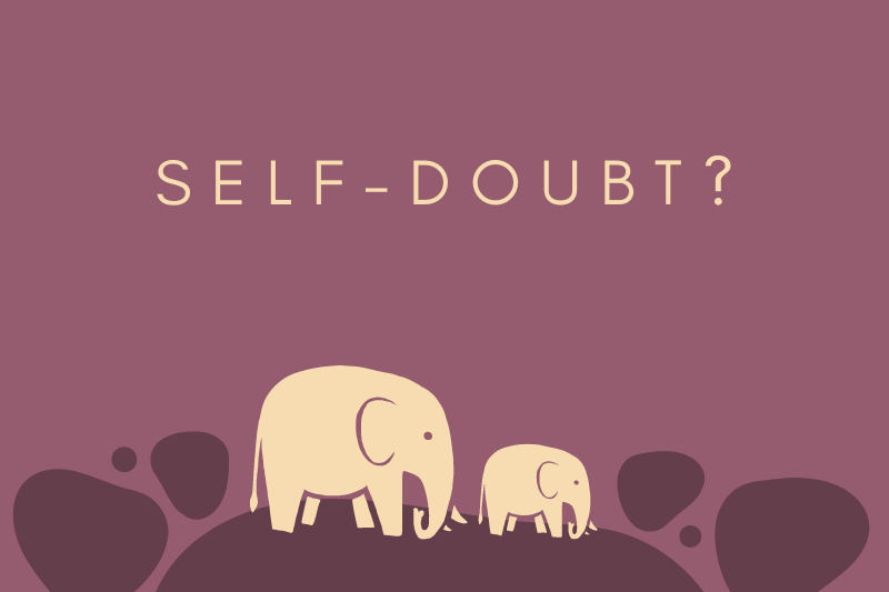 Self doubt is written on image with elephant