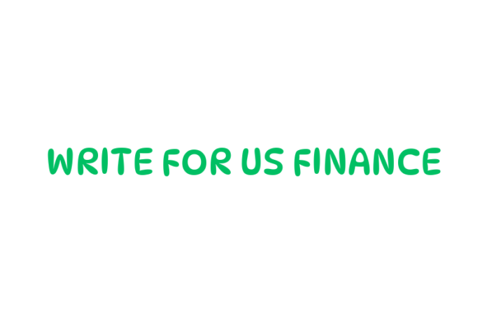 A text, write for us finance, written on white background