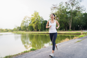 A women running as her daily routines